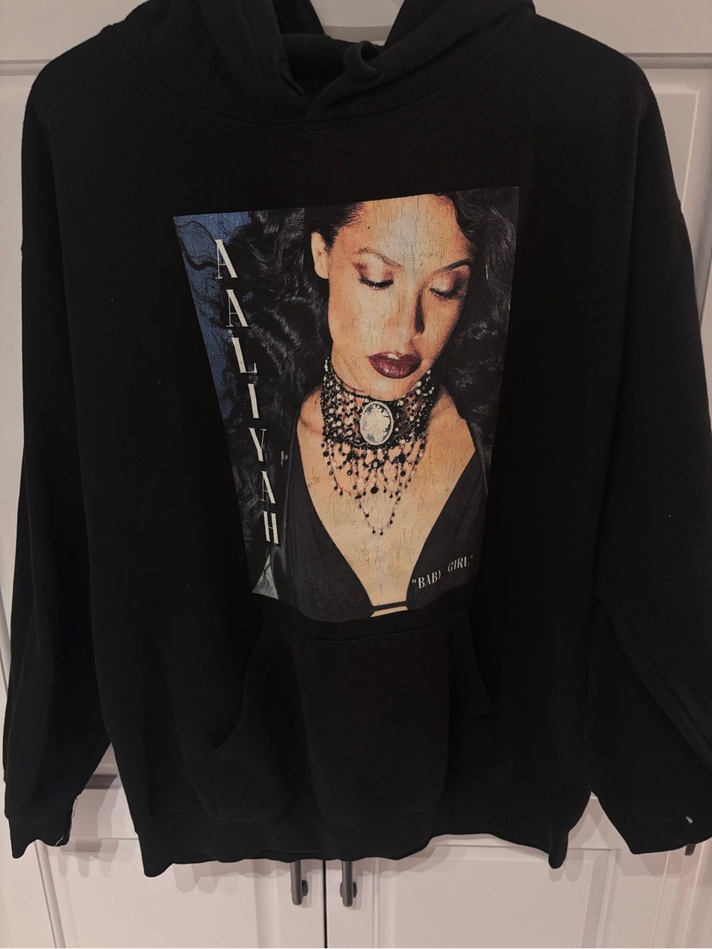 Cross Colours Aaliyah Baby Girl Graphic Hoodie Black Size L Hip Hop R&B